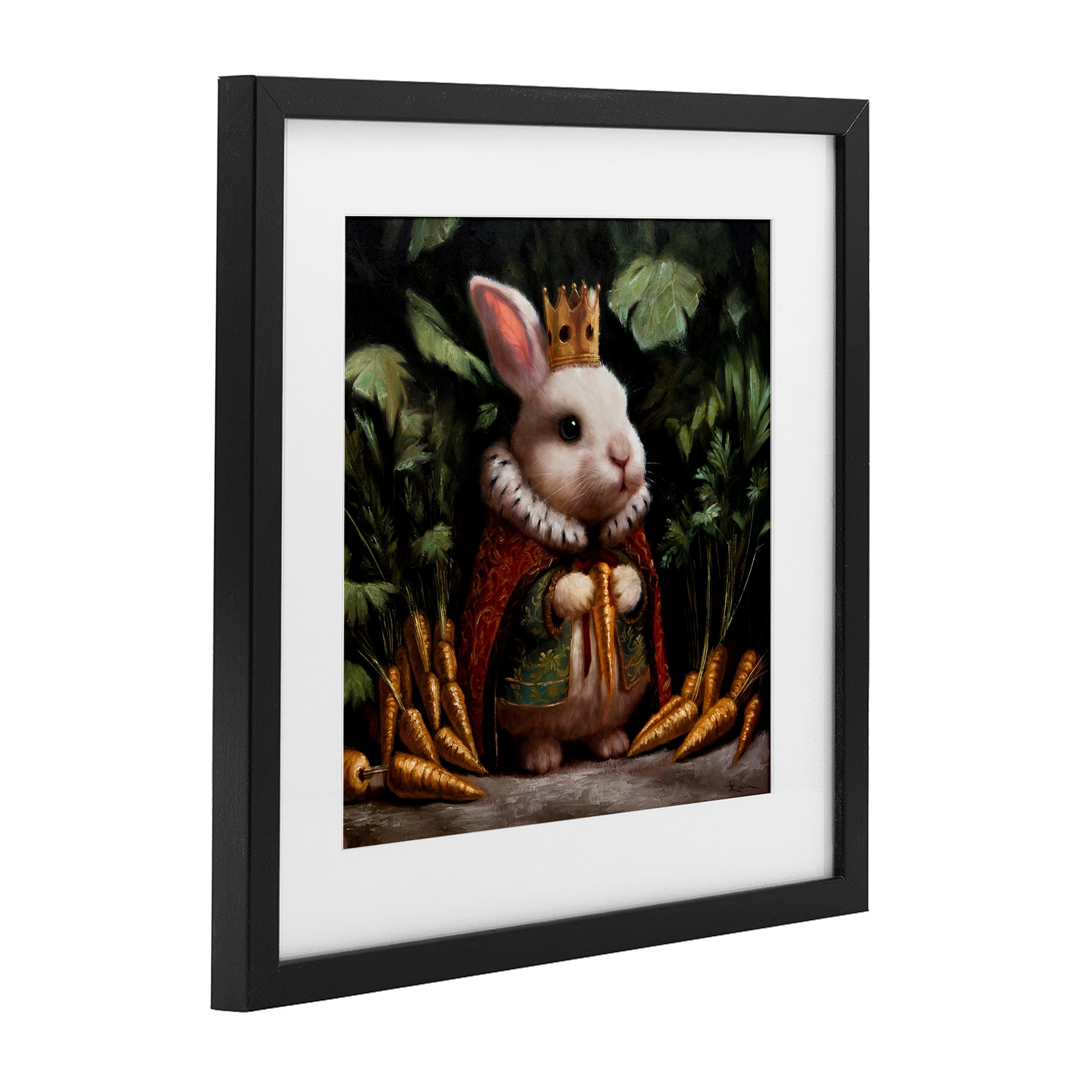 Stupell Industries Carrot Gold Royal Rabbit Black Framed Print Under Glass, design by Lucia Heffernan