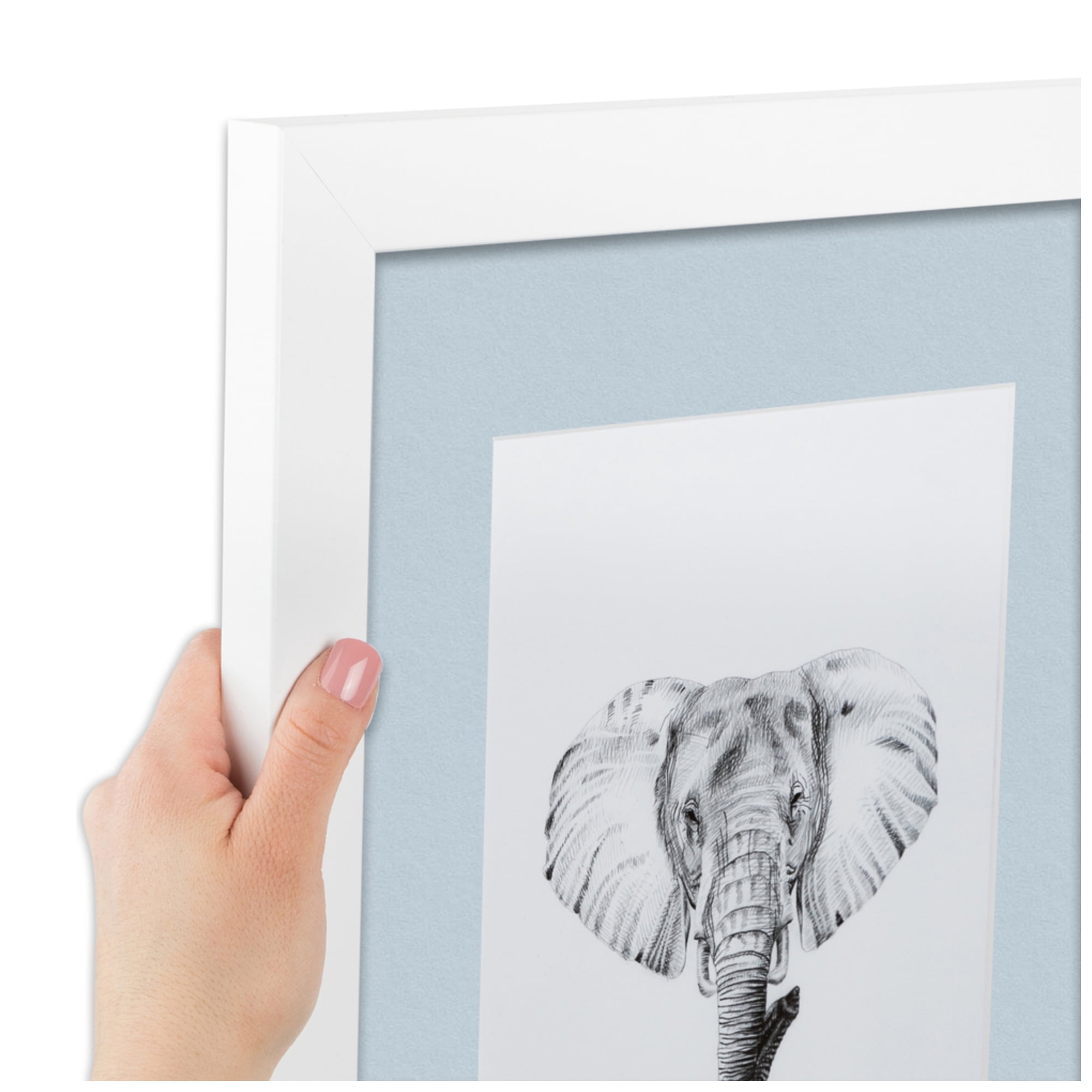 ArtToFrames Collage Photo Picture Frame with 9 - 4x6 Openings, Framed in White with Baby Blue and Black Mats (CDM-3966-213)
