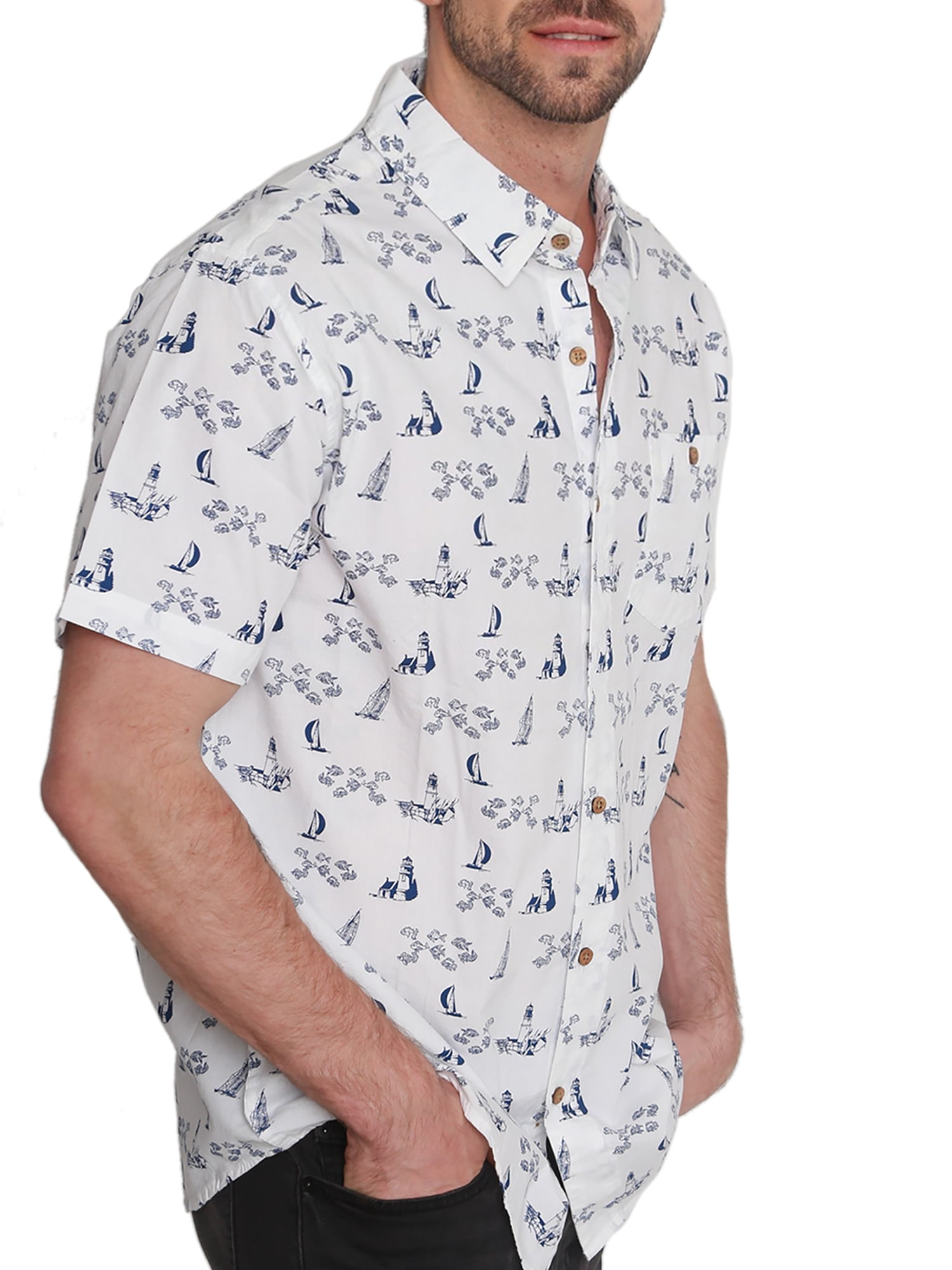 Pacific Marlin Men's Short Sleeve Hawaiian Woven Shirt