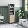 thumbnail image 2 of HOMCOM Armoire de Salle de Bain Haute Armoire de Rangement Autoportante Grise, 2 of 10
