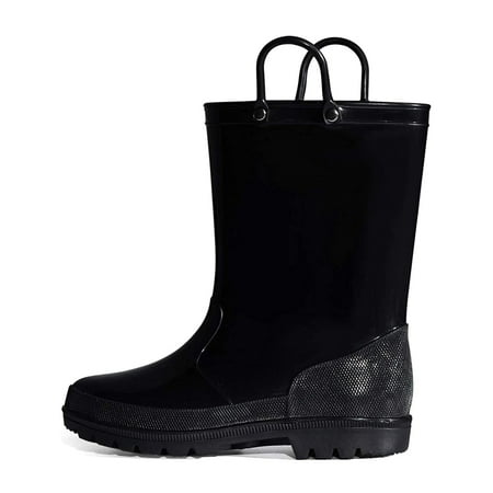 

K KomForme Little Big Kids Rain Boots Boys Girls Black Solid Boots Size 4