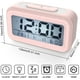 thumbnail image 5 of Reloj despertador digital Reloj despertador matutino, reloj despertador digital silencioso con pilas para niños adultos Pantalla LED grande Calendario de temperatura, reloj despertador de viaje, rosa JM, 5 of 5
