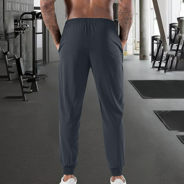 USNSM Athletic Jogger Pants for Short Men Solid Color Ice Silk - Main Image