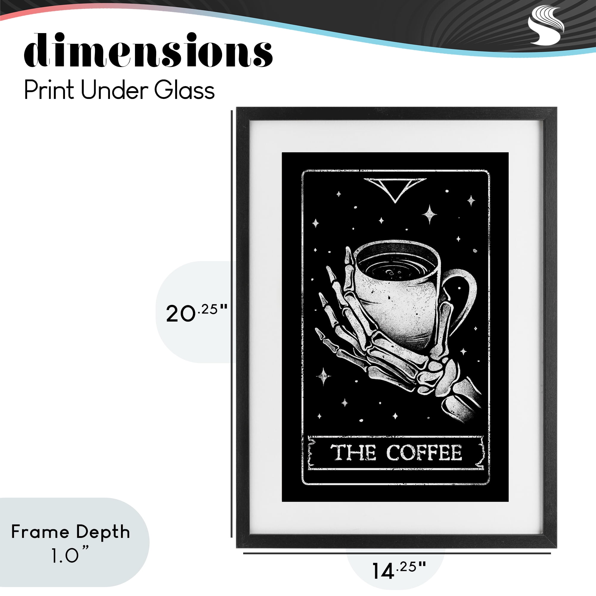 Stupell Industries The Coffee Tarot Card Black Framed Print Under Glass, design by EduEly Designs