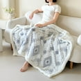 thumbnail image 4 of 100x70cm Jacquard Hollow Taffeta Lambswool Blanket Double Layer Office Throw Nap Cover Home Decor Blanket, 4 of 5