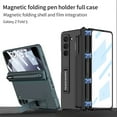 thumbnail image 6 of SaniMore for Samsung Galaxy Z Fold 5 (7.6" 2023) Case, Magnetic S Pen Holder Hinge Protection + HD Tempered Glass Screen Protector + Foldable Bracket, Shockproof Bumper, Anti-drop Shell, Silver, 6 of 13