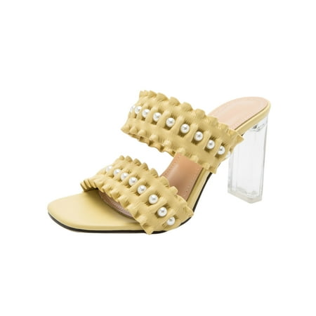 

Rdeuod Women Sandals Women S Shoes Fashion Solid Color Minimalistic Wrinkles Pearl Transparent Woman