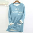 thumbnail image 2 of JUUYY Yes,I'm Still Freezing me 24:7 Women's Winter Warm Sherpa Lined Fleece Long Sleeve Crewneck Sweatshirt Pullover Plush Woolen Thick Baggy Loungewear Tunic Sweater Tops with Pockets Sky Blue M, 2 of 3