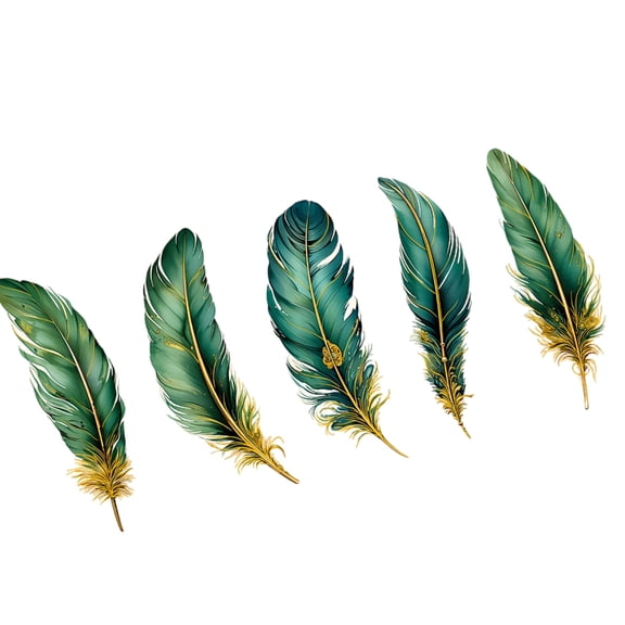 5Pcs Gold Foil Feather Sticker Adhesive Decorative Sticker for Journaling