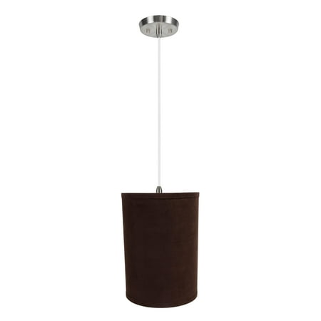 

Aspen Creative 71018 One-Light Hanging Pendant Ceiling Light with Transitional Hardback Drum Fabric Lamp Shade Dark Brown 8 width