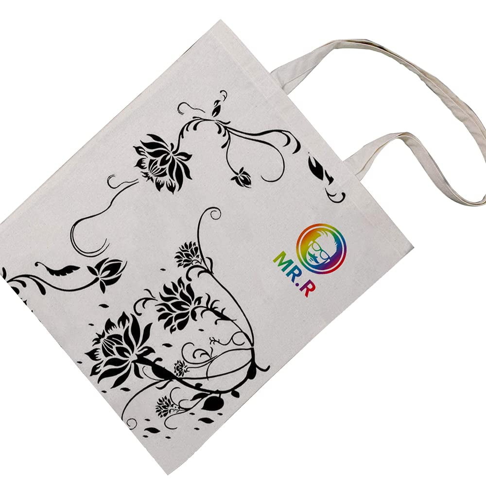 MR.R Sublimation Blanks 12 Pieces 14''X16'' Beige Reusable Canvas Tote Bag, Lightweight Grocery Shopping Bag,Gift Bags,Book Bags for Heat Transfer Printing