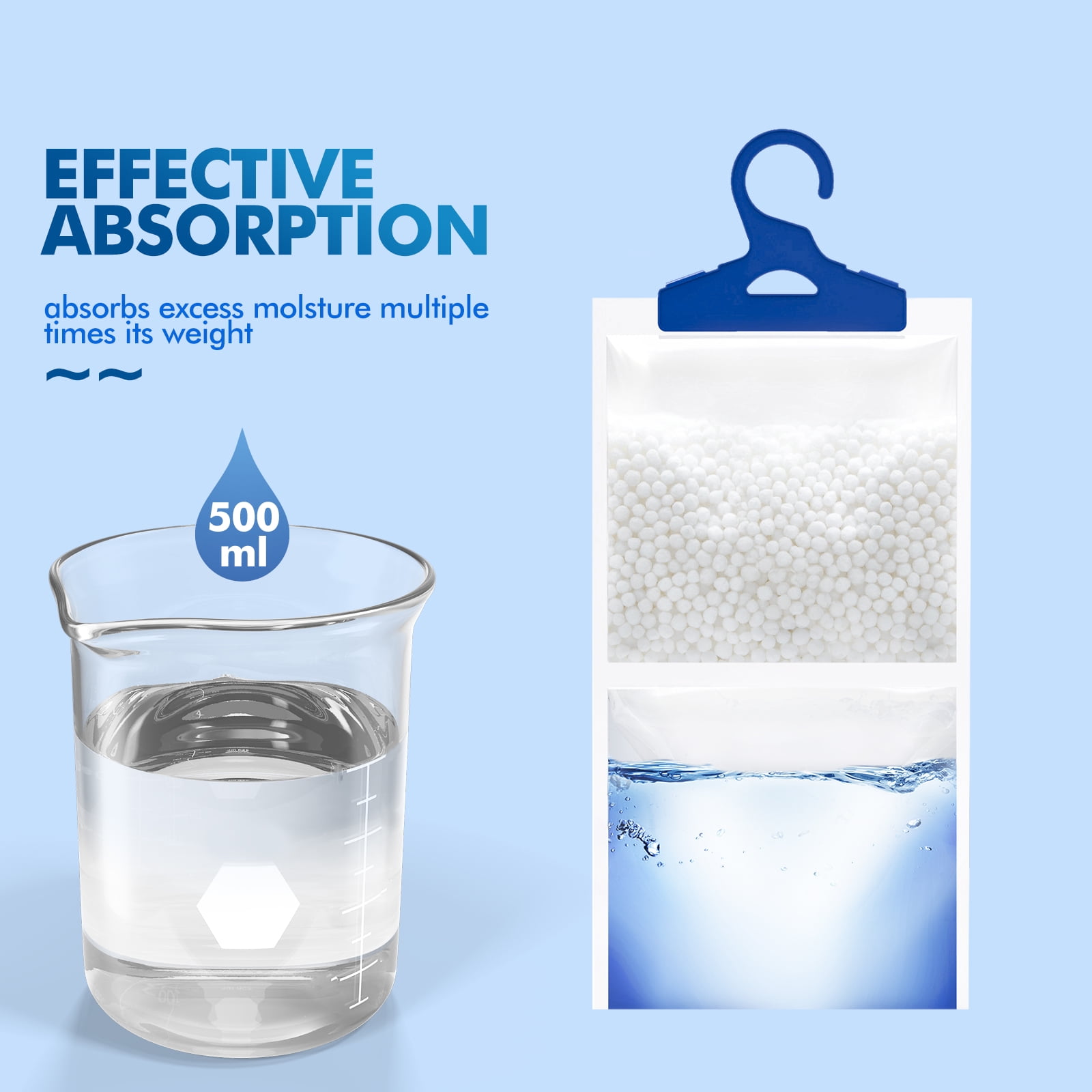 XKLN Moisture Absorber Packets 9 Pack, Humidity Packs, Hanging Closet Dehumidifier Bags,  9.8OZ