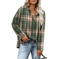 thumbnail image 5 of Hfnxid Womens Plaid Shirt Long Sleeve Drawstring Pullover Hooded Sweatshirts Loose Fit Button Down V Neck Flannel Hoodies, 5 of 5