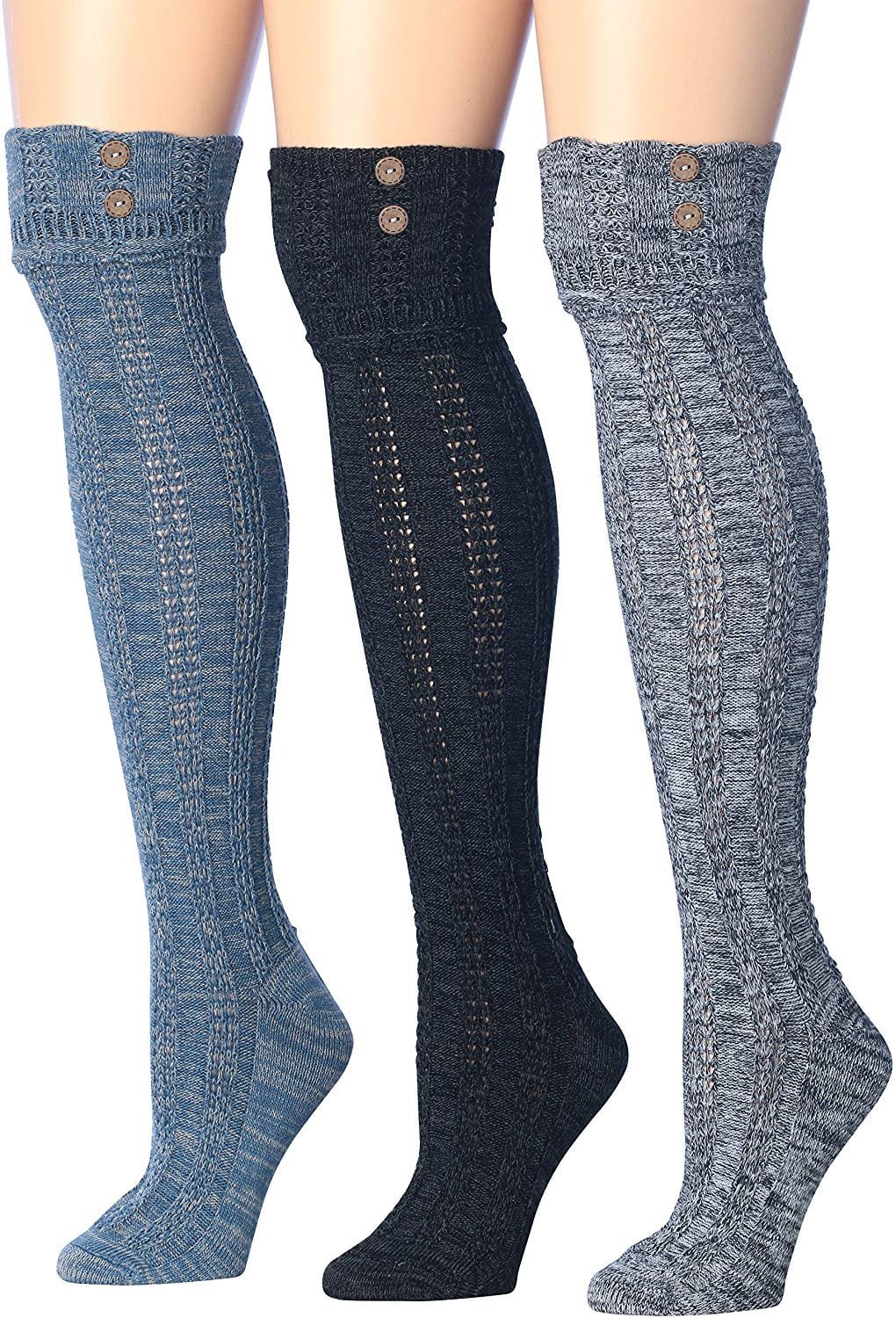 Colorfut Women's 3Pairs Cozy Winter Super Soft Warm Over The Knee High