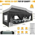 thumbnail image 3 of COBIZI 10x30 Pop-up Canopy Tent, Heavy-Duty, Waterproof, 8 Removable Sidewalls, UPF 50, Black, 3 of 11