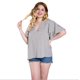 thumbnail image 1 of Camiseta de talla grande a rayas para mujer, camiseta holgada con cuello en V para viajes diarios, camiseta con manga de hoja de loto mm de grasa salvaje Zhivalor WMZL-1568-1, 1 of 7