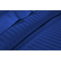 100% Egyptian Cotton, 400TC, 1 Piece Flat Sheet, 1 Piece Fiited Sheet with 16" Deep Pocket & 4 Piece Pillowcases, All Season Uses Bedsheet Set 6 Piece-Royal Blue Stripe, Queen Size