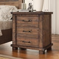 thumbnail image 2 of Farmhouse 3-Drawer Nightstand, Reclaimed Pine Wood Bedside Table Night Stand Sofa Side End Table with Antique Metal Handles, Fully Assembled, 24" W x 17" D x 25.6", 2 of 7