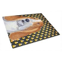 Caroline's Treasures Basset Hound Candy Corn Halloween Portrait Glass Cutting Board Large