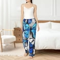 thumbnail image 4 of Cauagu Blue and White Butterflies Pajama Pants for Women Loose Fit Wide Leg Trouser Pants Casual Elastic Waist Drawstring Lounge Pants, 4 of 6