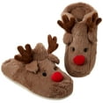 thumbnail image 3 of Gilbin Fuzzy Christmas Reindeer Slippers for Bedroom, 3 of 6