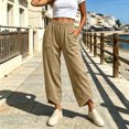 thumbnail image 4 of Njagoc3 Cargo Pants Women | Drawstring Waist Relaxed Trousers with Front Patch Pockets | Loose Fit for Fall Casual Daily Wear & Outdoor Activities，Khaki，S, 4 of 6