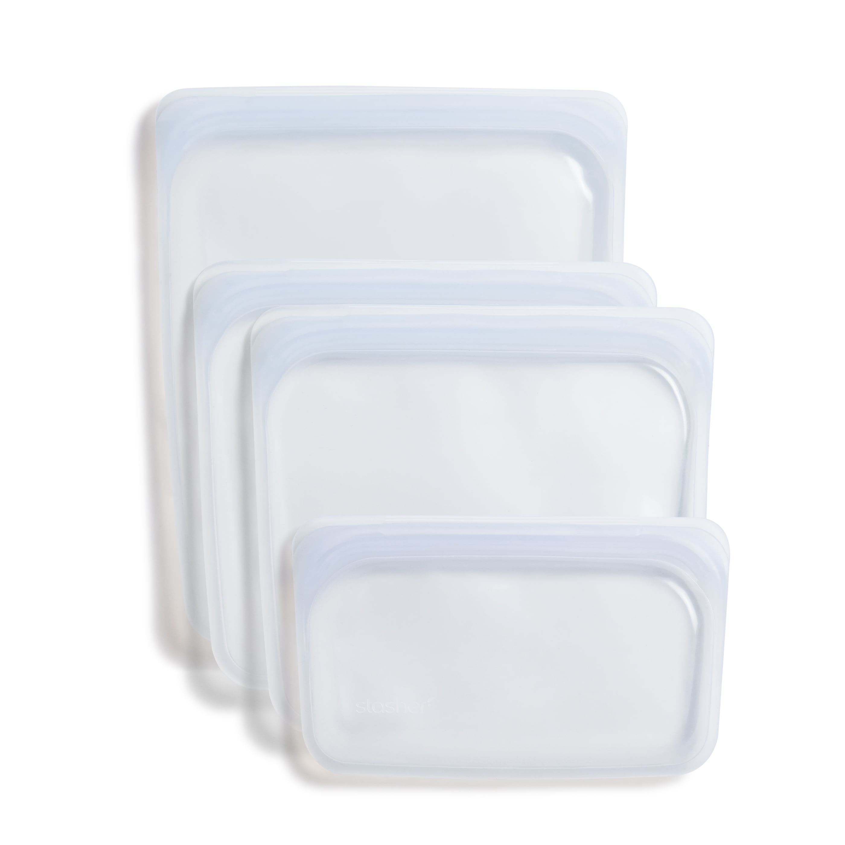 Stasher Starter Kit, Reusable Silicone Bags, Freezer, Dishwasher and Microwave Safe, Clear, 4 Pack - Walmart.com