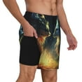 thumbnail image 2 of Rateoe Firefly Forest Fox Pattern Men’s Swim Shorts with Compression Liner – Double-Layered Quick-Dry Swimwear, Comfortable & Stretchy Beach Shorts-X-Large, 2 of 6
