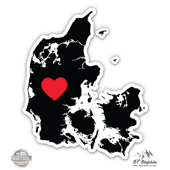 Denmark Country Shape Heart - 8" Vinyl Sticker - For Car Laptop I-Pad - Waterproof Decal