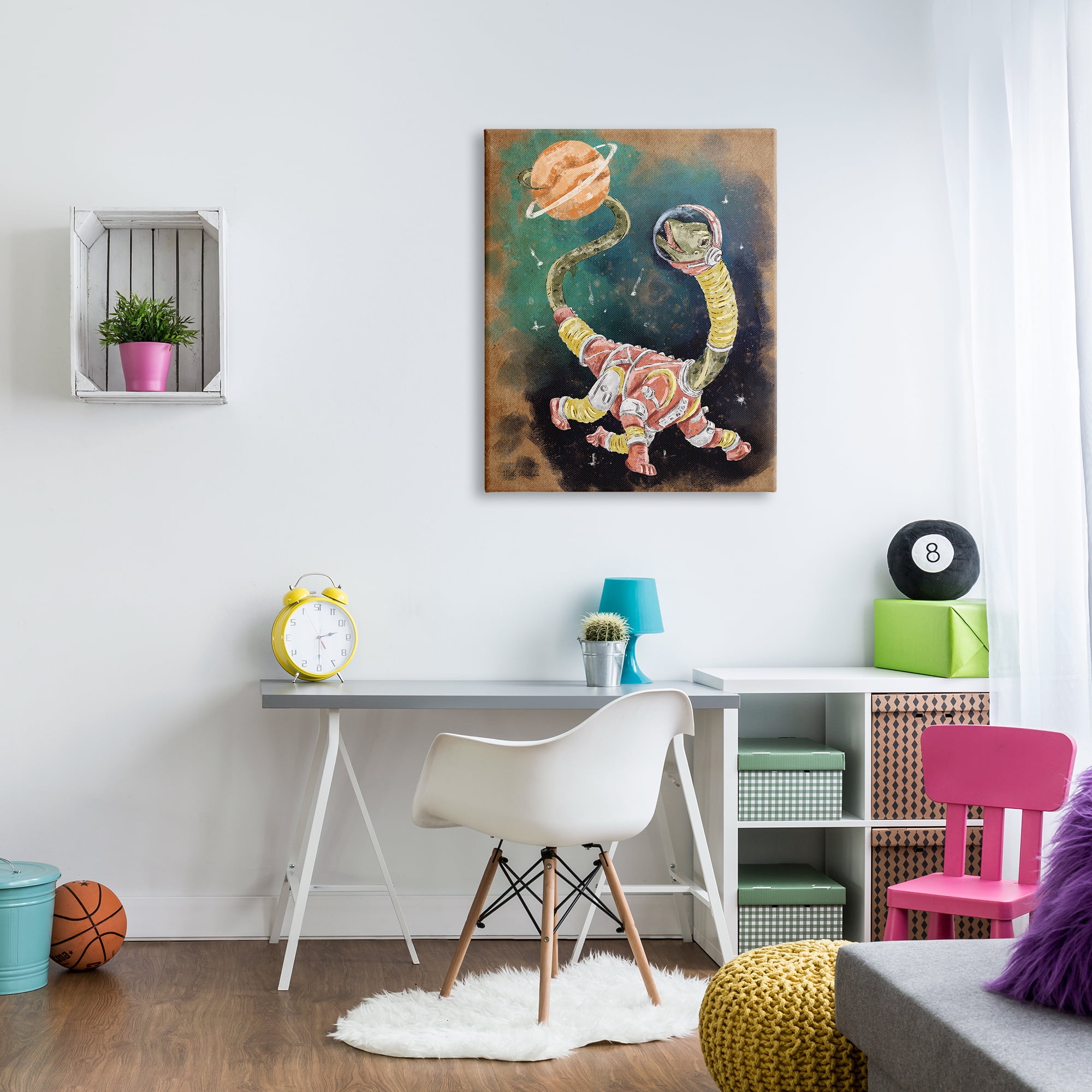 Stupell Industries Dinosaur in Outer Space Animals & Insects Painting Gallery Wrapped Canvas Print Wall Art, 30 x 40