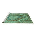 thumbnail image 2 of Ahgly Company Machine Washable Indoor Square Persian Turquoise Blue Traditional Area Rugs, 4' Square, 2 of 4