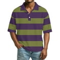 thumbnail image 2 of Hearthz S-4XL Striped Golf Shirts for Men Short Sleeve Casual Color Block Collared Mens Shirts Button Down Waffle Knit Mens Polo Shirt, 2 of 6