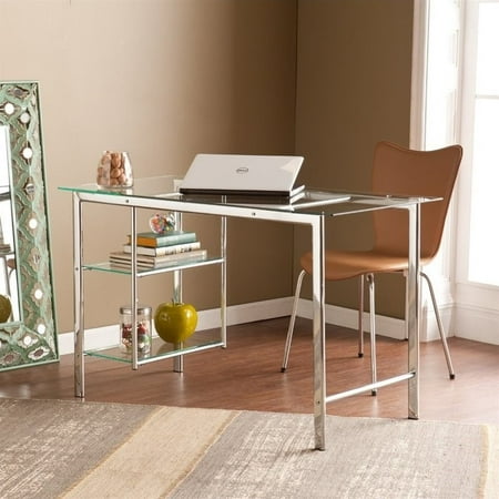 Southern Enterprises Oslo Glass Desk In Chrome Walmart Com