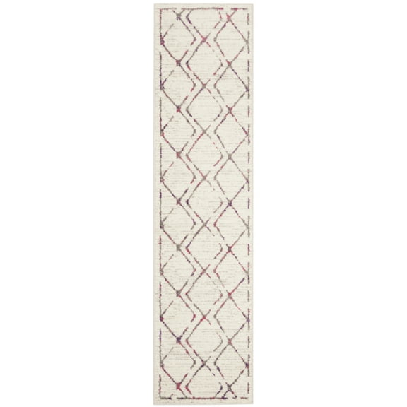 SAFAVIEH Skyler Leontyne Geometric Runner Rug, Ivory/Pink, 2' x 8'