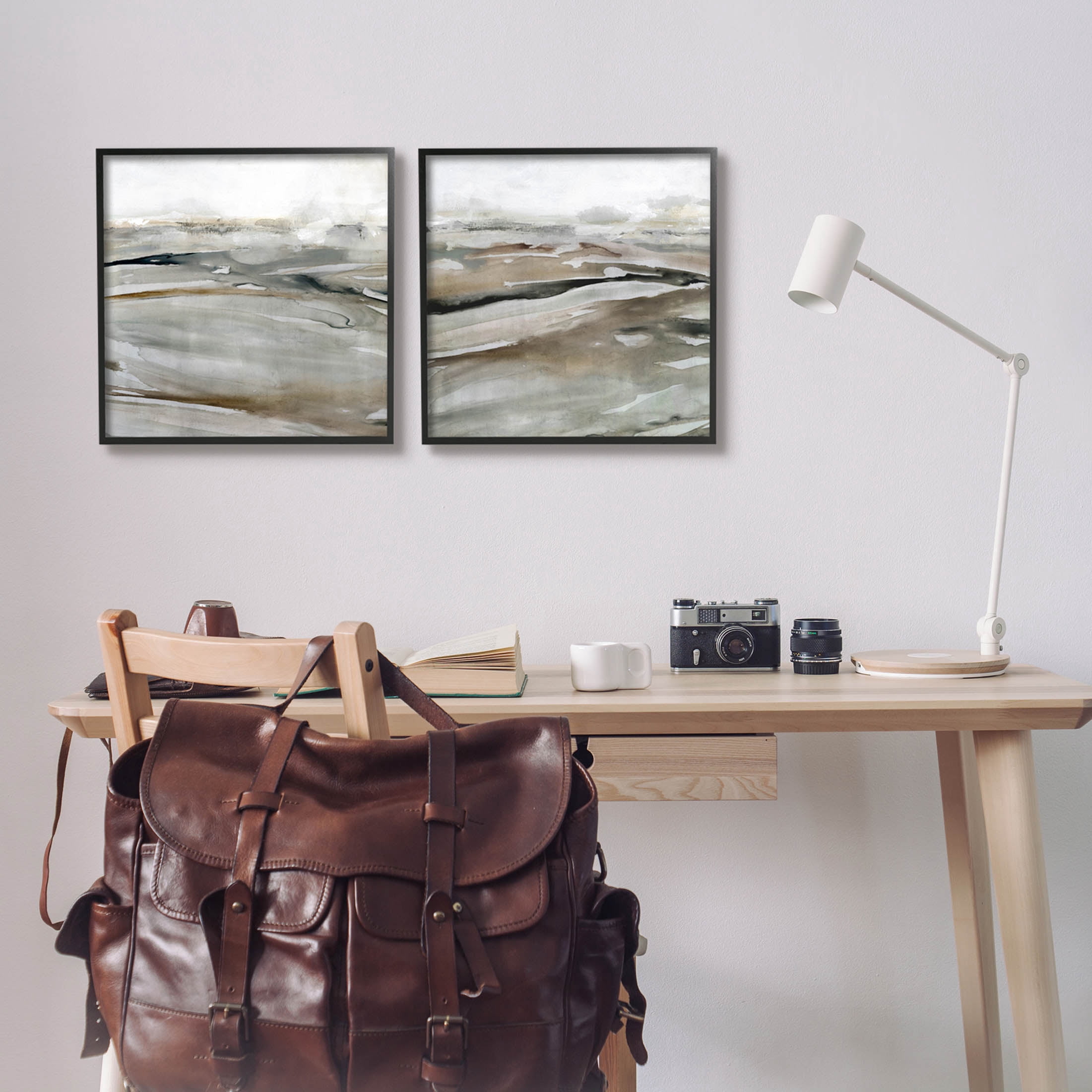 Stupell Industries Abstract Brown Landscape Composition Painting Black Framed Art Print Wall Art, Set of 2, Design by Carol Robinson