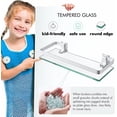 thumbnail image 5 of Estante de vidrio para baño, vidrio templado de aluminio, 8 mm, extra grueso, 1 pieza, rectangular, 1 capa, organizador de almacenamiento montado en la pared, plateado, 5 of 5