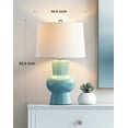 thumbnail image 4 of 25.6" Blue Ceramic Table Lamp, Large Bedside Living Room Lamp, 1 Pack Vase Bedside Lamp with White Linen Lampshade, Modern Bedroom Lamp, 4 of 7