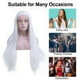 thumbnail image 6 of Unique Bargains Lace Front Wigs for Women 24" White Long Straight Hair with Wig Cap Synthetic Fibre, 6 of 6