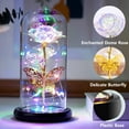 thumbnail image 5 of Artificial Rose Flower in Glass Gnome with LED Lights Butterfly, Galaxy Rose Gifts for Women Mom Wife Girlfriend on Mother’s Day Wedding, Christmas, Valentine's Day, Multi color, 5 of 6