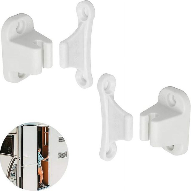 Pestillo para puerta de caravana y autocaravana, paquete de 2, cerradura de puerta blanca, puerta de servicio y almacenamiento, seguridad para puerta de autocaravana