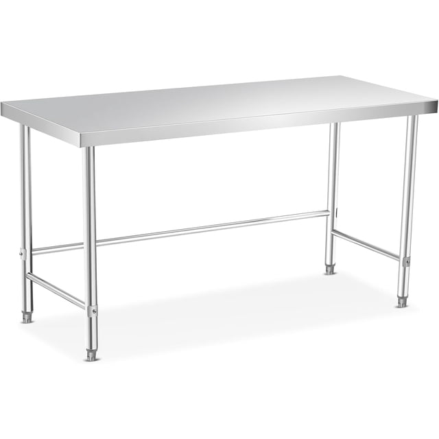 60 In x24 In Open Base Stainless Steel Work Table - Commercial Kitchen Prep Station with Reinforced Frame Stationary Legs Casters