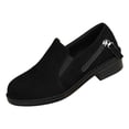 thumbnail image 2 of Womens Zipper Chunky Low Heeled Shoes Round Toe Comfortable Dress Shoes Business Wedding Office Shoes Women's Casual Loafers, 2 of 9