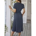 thumbnail image 2 of Blue Dress With Belted Waist And Short Sleeves, 2 of 30