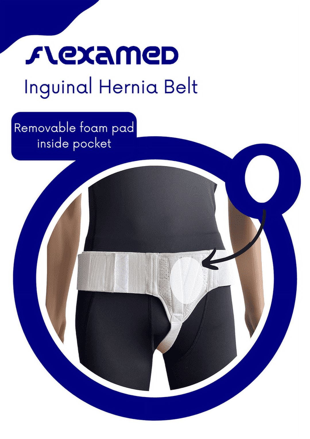 FlexaMed Left Side Inguinal Hernia Groin Belt with Compression Pad Beige Medium