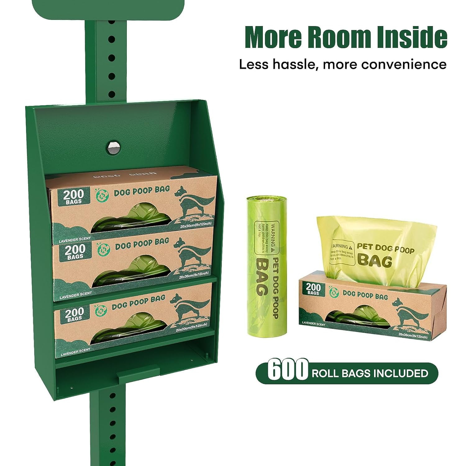 Metateel Dog Waste Station Outdoor, Pet Waste Disposal Station Rustproof Aluminum with 10 Gallon Trash Can, 600 Dog Poop Bags & 50 Liners for Parks, Trails, HOA Communities, Backyards