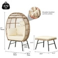 thumbnail image 5 of Dextrus Outdoor Egg Chair with Ottoman,Patio Wicker Basket Chair with Stand and Beige Cushion Cocoon Chair, 5 of 15