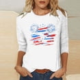 thumbnail image 2 of SELONE 3/4 Length Sleeve Womens Tops American Flag Crewneck Pride Apparel Red White Blue Wear Clothes July 4 Gifts Activewear M, 2 of 4