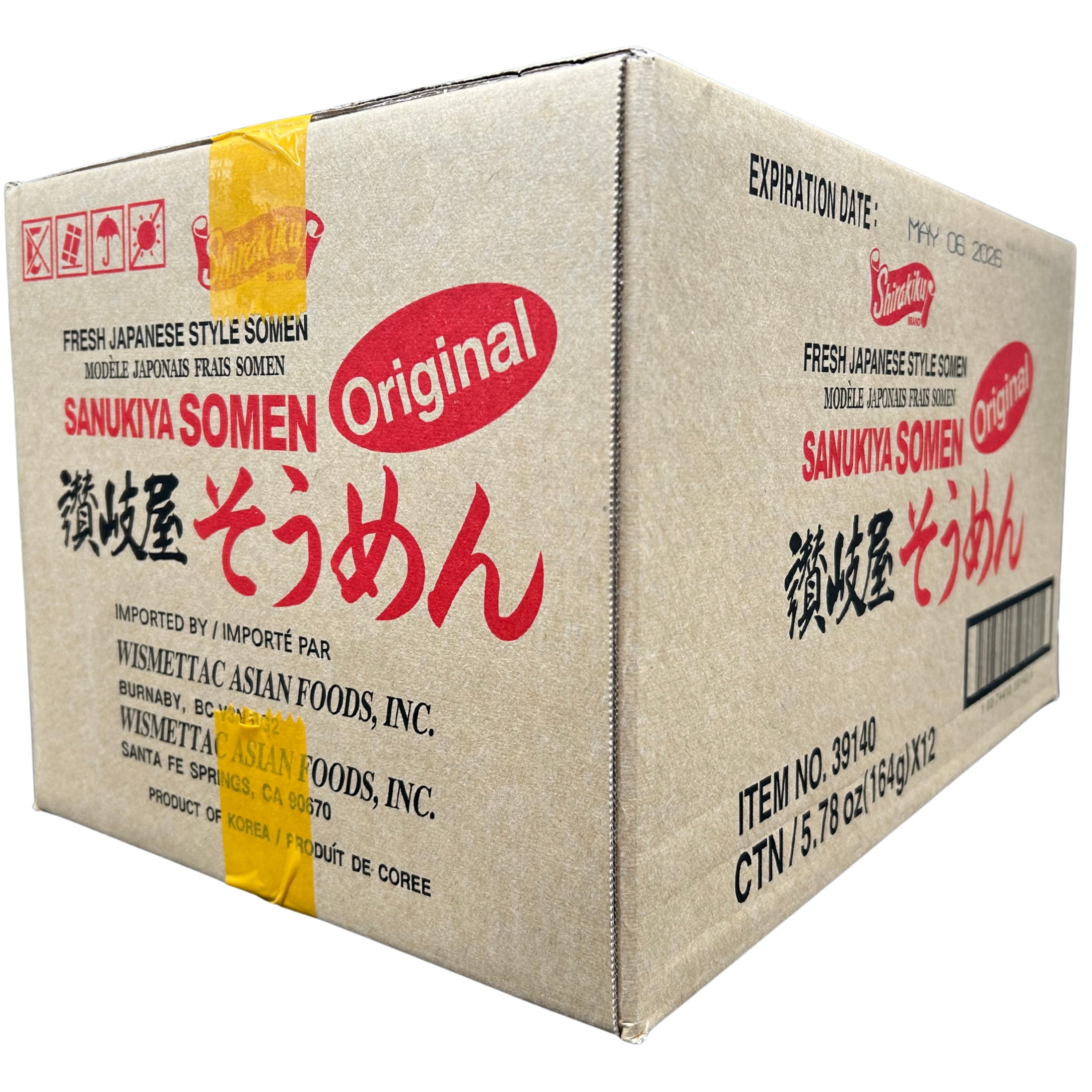 SHIRAKIKU Instant Sanukiya Somen Noodle Bowl Original Flavor, 5.78 oz, 12 pack
