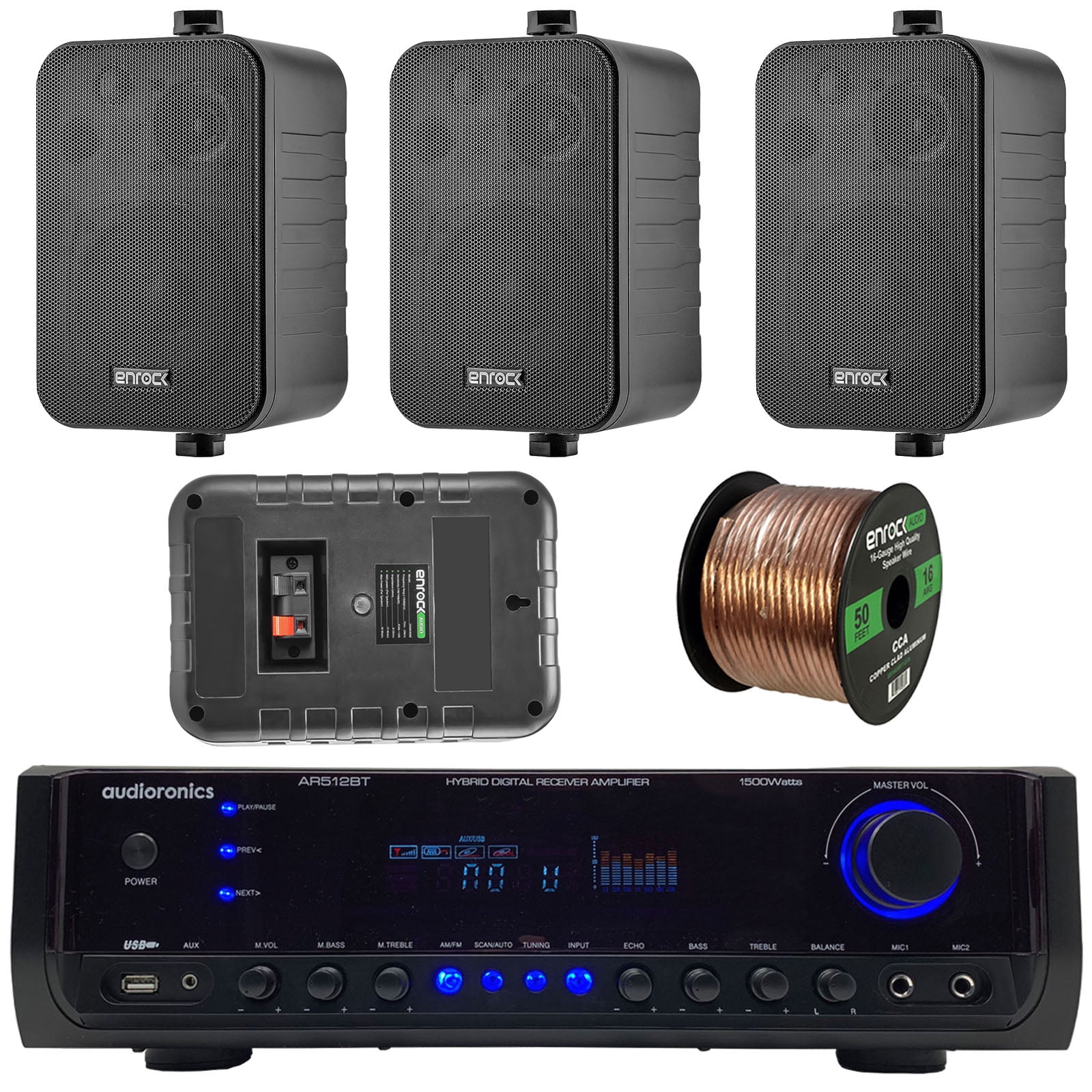 Audioronics 1500 Watt Hybrid Digital Stereo Receiver Amplifier, Enrock