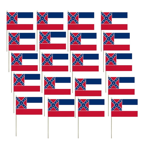 Bandera De Mano De De Mississippi, Estados Unidos, Palo De Mano Con Diseño De Papel Laminado De Doble Cara, Impresión Transparente Para Fiesta En Casa20 Piezas Monstrate HA015644-00